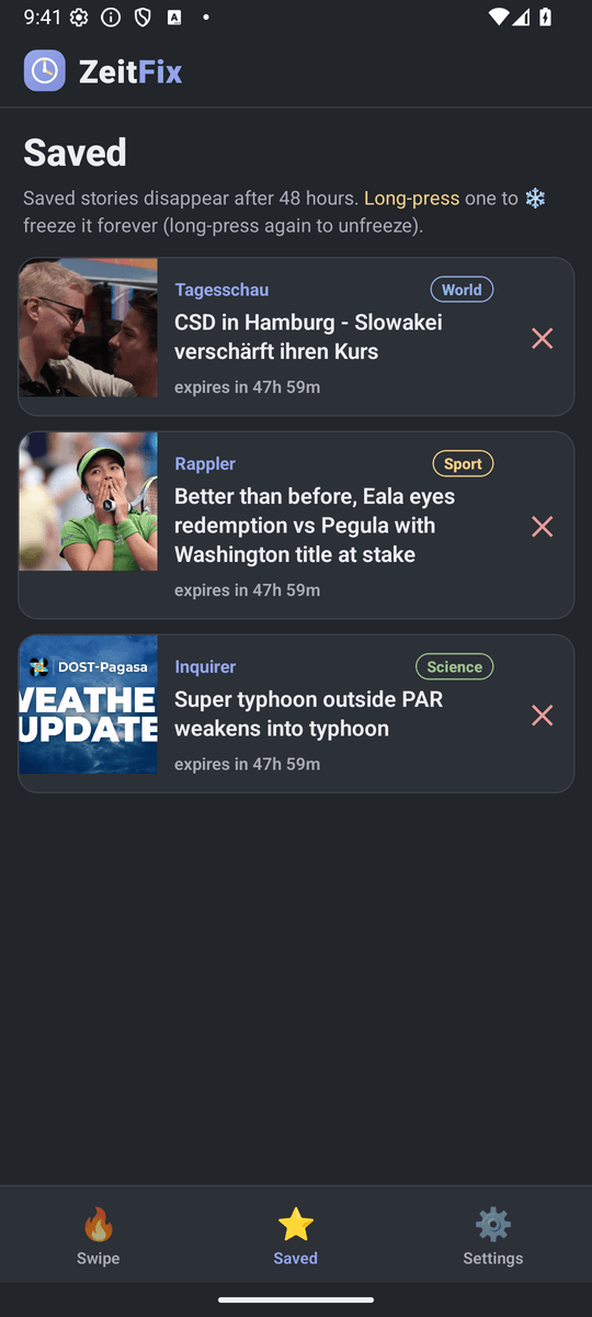 Saved stories